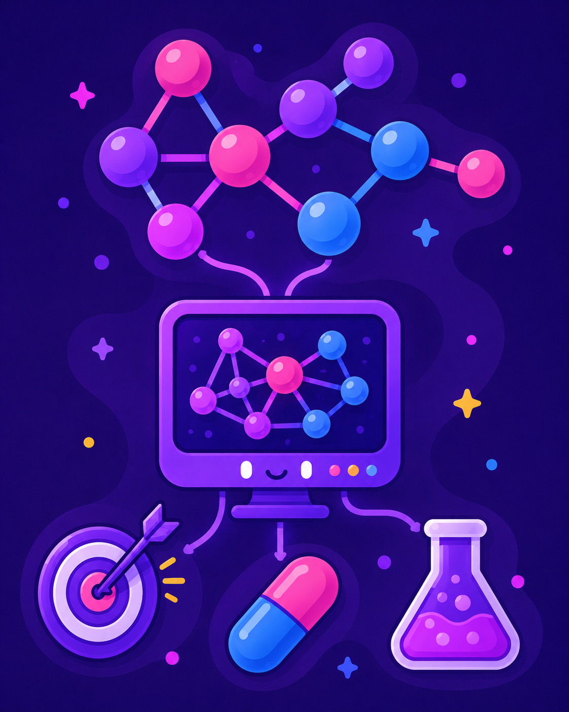Abstract illustration of interdisciplinary biomedical research