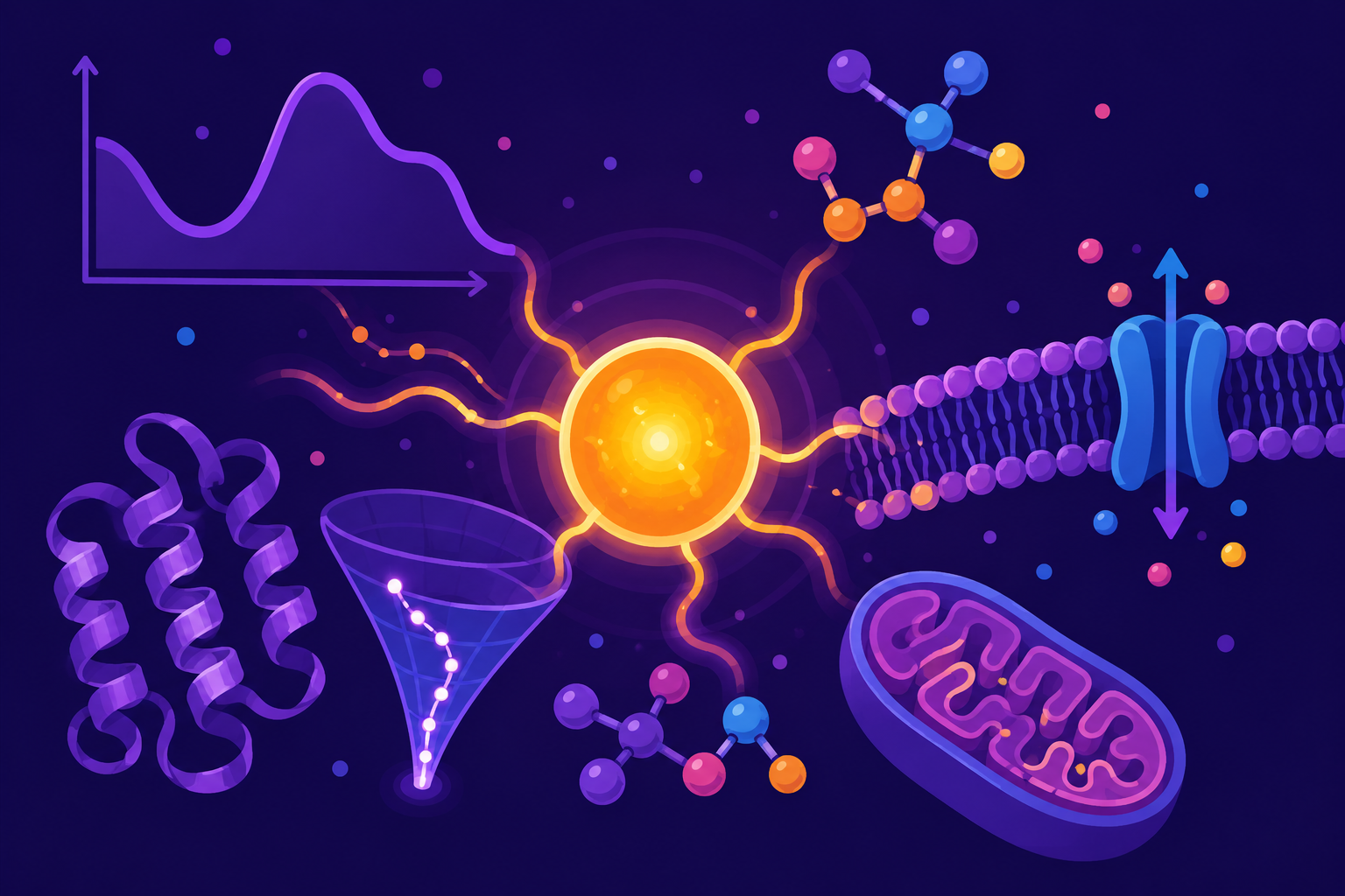 Conceptual image showing thermodynamics and molecular energy in biochemical systems